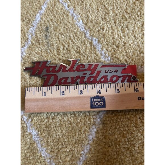 VTG Harley Davidson Tank Emblem Red Chrome Motorcycle Badge Left new old stock - Picture 5 of 5
